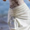 Eliette White Embellished Lace and Satin Maxi Dress Eliette White Embellished Lace and Satin Maxi Dress