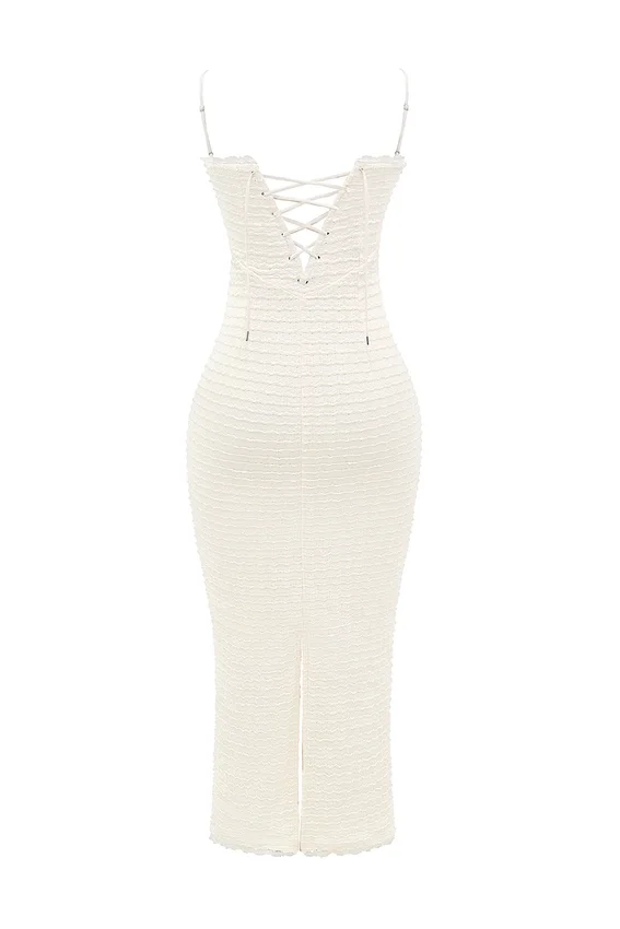 Elinor Cream Tea Frill Lace Midi Dress Elinor Cream Tea Frill Lace Midi Dress