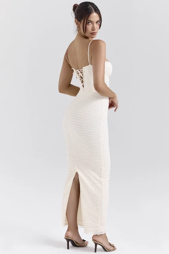 Elinor Cream Tea Frill Lace Midi Dress Elinor Cream Tea Frill Lace Midi Dress