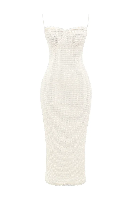 Elinor Cream Tea Frill Lace Midi Dress Elinor Cream Tea Frill Lace Midi Dress