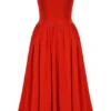 Elizabeth Italian Tomato Strapless Midi Sundress