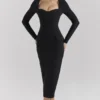 Ella Black Stretch Crepe Long Sleeve Midi Dress Ella Black Stretch Crepe Long Sleeve Midi Dress