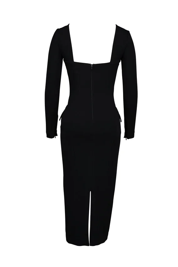 Ella Black Stretch Crepe Long Sleeve Midi Dress Ella Black Stretch Crepe Long Sleeve Midi Dress