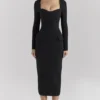 Ella Black Stretch Crepe Long Sleeve Midi Dress Ella Black Stretch Crepe Long Sleeve Midi Dress