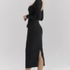Ella Black Stretch Crepe Long Sleeve Midi Dress Ella Black Stretch Crepe Long Sleeve Midi Dress