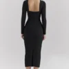 Ella Black Stretch Crepe Long Sleeve Midi Dress Ella Black Stretch Crepe Long Sleeve Midi Dress