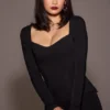 Ella Black Stretch Crepe Long Sleeve Midi Dress Ella Black Stretch Crepe Long Sleeve Midi Dress