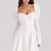 Ellerie White Cotton Flute Sleeve Mini Dress Ellerie White Cotton Flute Sleeve Mini Dress