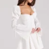 Ellerie White Cotton Flute Sleeve Mini Dress Ellerie White Cotton Flute Sleeve Mini Dress