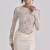 Ellie Vintage Ivory Lace Long Sleeve Bodysuit