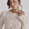 Ellie Vintage Ivory Lace Long Sleeve Bodysuit