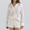 Eman White Cotton Broderie Anglaise Shorts