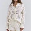 Eman White Cotton Broderie Anglaise Shorts