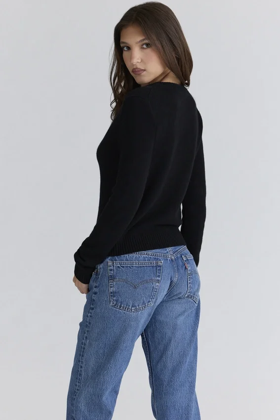 Emblem Black Cashmere + Wool Cardigan Emblem Black Cashmere + Wool Cardigan
