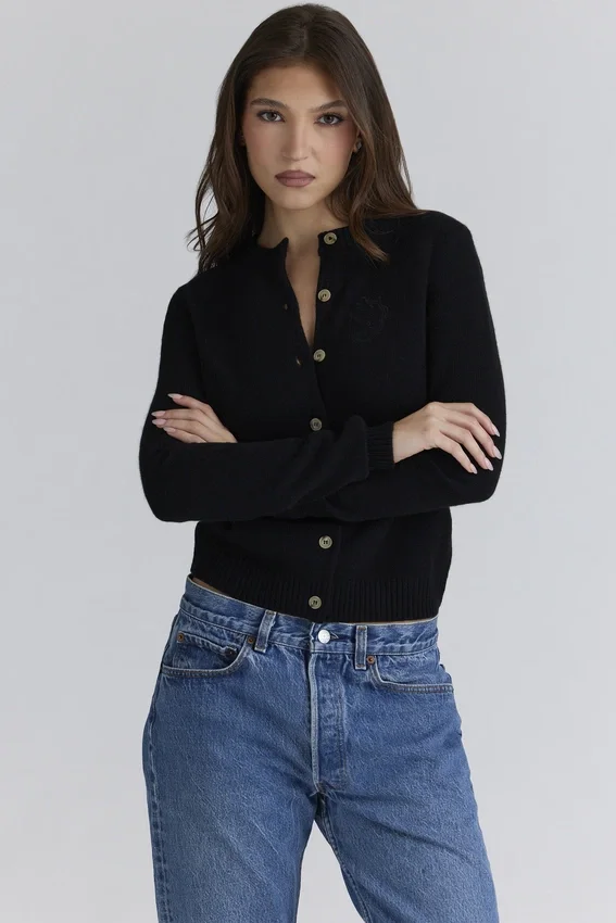 Emblem Black Cashmere + Wool Cardigan Emblem Black Cashmere + Wool Cardigan