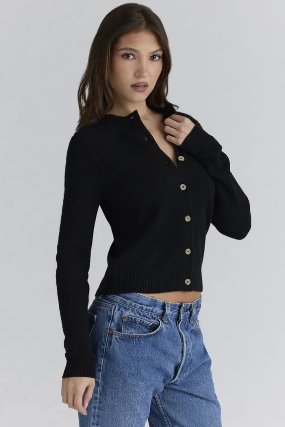 Emblem Black Cashmere + Wool Cardigan Emblem Black Cashmere + Wool Cardigan