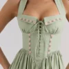 Emilia Sage Stretch Cotton Halter Neck Midi Dress Emilia Sage Stretch Cotton Halter Neck Midi Dress