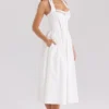 Emilia White Cotton Halter Neck Midi Dress Emilia White Cotton Halter Neck Midi Dress