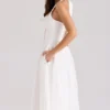 Emilia White Cotton Halter Neck Midi Dress Emilia White Cotton Halter Neck Midi Dress