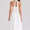 Emilia White Cotton Halter Neck Midi Dress Emilia White Cotton Halter Neck Midi Dress