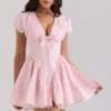 Emiliana Pink Gingham Cotton Mini Dress Emiliana Pink Gingham Cotton Mini Dress
