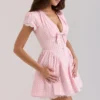 Emiliana Pink Gingham Cotton Mini Dress Emiliana Pink Gingham Cotton Mini Dress