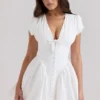 Emiliana White Stretch Cotton Mini Dress Emiliana White Stretch Cotton Mini Dress