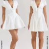 Emiliana White Stretch Cotton Mini Dress Emiliana White Stretch Cotton Mini Dress