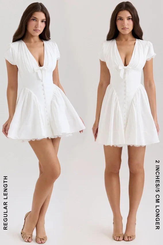 Emiliana White Stretch Cotton Mini Dress Emiliana White Stretch Cotton Mini Dress