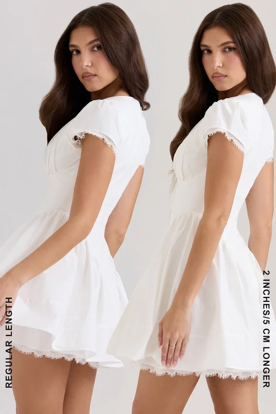Emiliana White Stretch Cotton Mini Dress Emiliana White Stretch Cotton Mini Dress