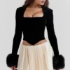 Emira Ivory Pleated Mini Skirt