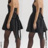 Emmanuela Black Strapless Detachable Bow Mini Dress Emmanuela Black Strapless Detachable Bow Mini Dress