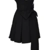 Emmanuela Black Strapless Detachable Bow Mini Dress Emmanuela Black Strapless Detachable Bow Mini Dress