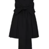 Emmanuela Black Strapless Detachable Bow Mini Dress Emmanuela Black Strapless Detachable Bow Mini Dress