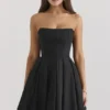 Emmanuela Black Strapless Detachable Bow Mini Dress Emmanuela Black Strapless Detachable Bow Mini Dress
