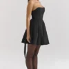 Emmanuela Black Strapless Detachable Bow Mini Dress Emmanuela Black Strapless Detachable Bow Mini Dress