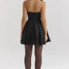 Emmanuela Black Strapless Detachable Bow Mini Dress Emmanuela Black Strapless Detachable Bow Mini Dress