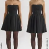 Emmanuela Black Strapless Detachable Bow Mini Dress Emmanuela Black Strapless Detachable Bow Mini Dress
