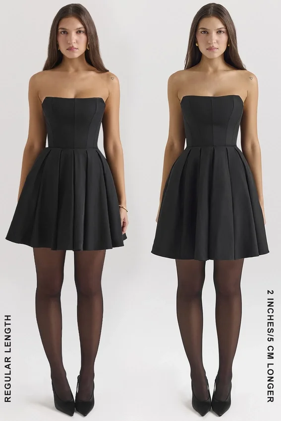 Emmanuela Black Strapless Detachable Bow Mini Dress Emmanuela Black Strapless Detachable Bow Mini Dress