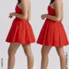 Emmanuela Italian Tomato Strapless Pleated Mini Dress Emmanuela Italian Tomato Strapless Pleated Mini Dress