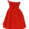 Emmanuela Italian Tomato Strapless Pleated Mini Dress Emmanuela Italian Tomato Strapless Pleated Mini Dress