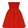 Emmanuela Italian Tomato Strapless Pleated Mini Dress Emmanuela Italian Tomato Strapless Pleated Mini Dress