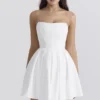 Emmanuela White Strapless Pleated Mini Dress Emmanuela White Strapless Pleated Mini Dress