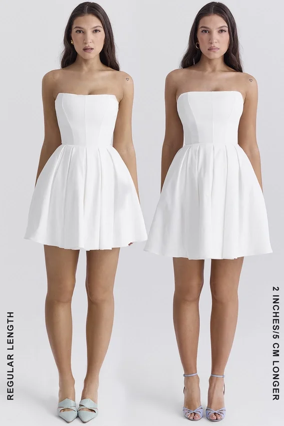 Emmanuela White Strapless Pleated Mini Dress Emmanuela White Strapless Pleated Mini Dress