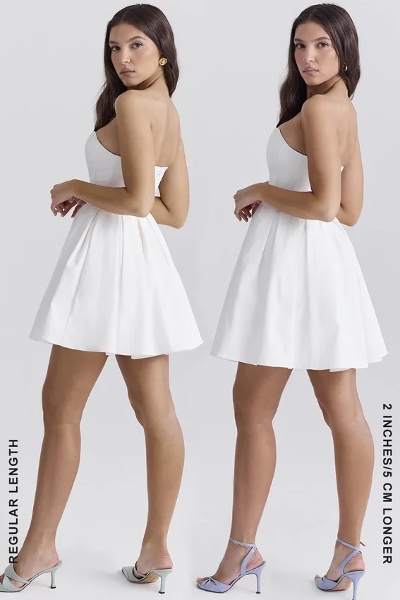 Emmanuela White Strapless Pleated Mini Dress Emmanuela White Strapless Pleated Mini Dress