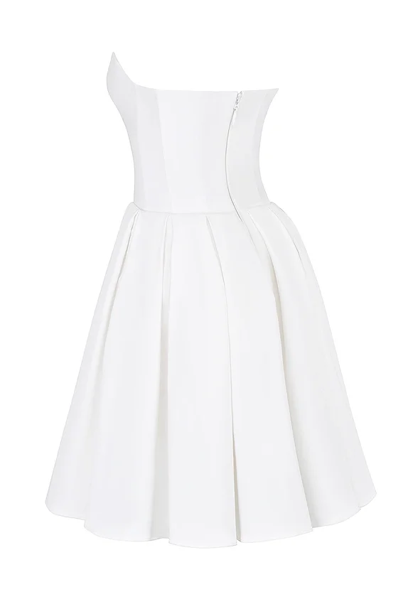 Emmanuela White Strapless Pleated Mini Dress Emmanuela White Strapless Pleated Mini Dress