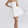 Emmanuela White Strapless Pleated Mini Dress Emmanuela White Strapless Pleated Mini Dress