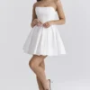 Emmanuela White Strapless Pleated Mini Dress Emmanuela White Strapless Pleated Mini Dress