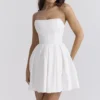 Emmanuela White Strapless Pleated Mini Dress Emmanuela White Strapless Pleated Mini Dress