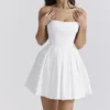 Emmanuela White Strapless Pleated Mini Dress Emmanuela White Strapless Pleated Mini Dress